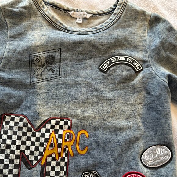 Little Marc Jacobs Distressed Denim Cotton Logo Patches Embroidery Sweatshirt 4 - Picture 9 of 14